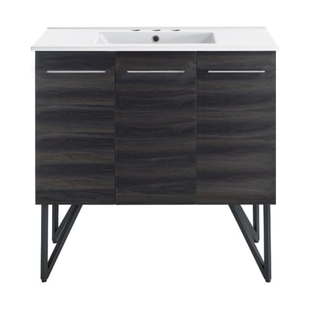 Swiss Madison Annecy 37" Free Standing Single Basin Vanity Set with Cabinet and Ceramic Vanity Top Black Walnut / White