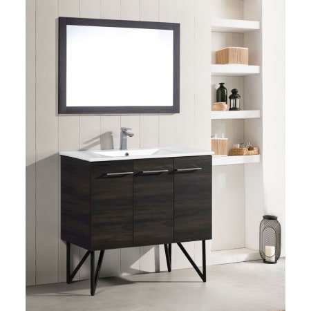 Swiss Madison Annecy 36" Free Standing Single Basin Vanity Set with MDF Cabinet and Ceramic Vanity Top Black Walnut