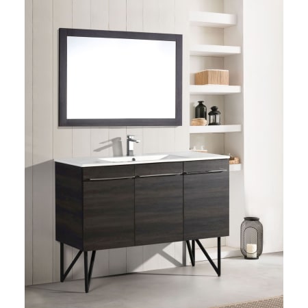 Swiss Madison Annecy 48" Free Standing Single Basin Vanity Set with MDF Cabinet and Ceramic Vanity Top Black Walnut