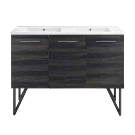 Swiss Madison Annecy 48" Free Standing Double Basin Vanity Set with Cabinet and Ceramic Vanity Top Black Walnut / White