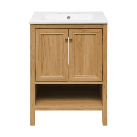 Swiss Madison Chateau 24" Free Standing Single Basin Vanity Set with Cabinet and Ceramic Vanity Top Golden Oak / White