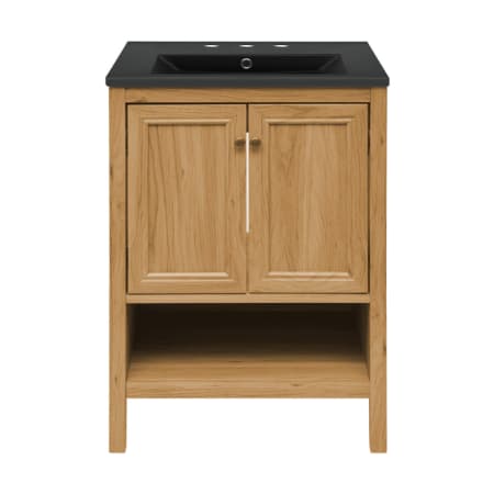 Swiss Madison Chateau 24" Free Standing Single Basin Vanity Set with Cabinet and Ceramic Vanity Top Golden Oak / Matte Black