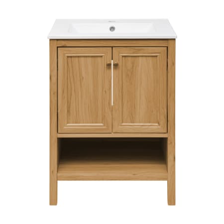 Swiss Madison Chateau 24" Free Standing Single Basin Vanity Set with Cabinet and Ceramic Vanity Top Natural Oak