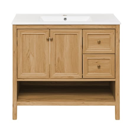 Swiss Madison Chateau 36" Free Standing Single Basin Vanity Set with Cabinet and Ceramic Vanity Top Natural Oak