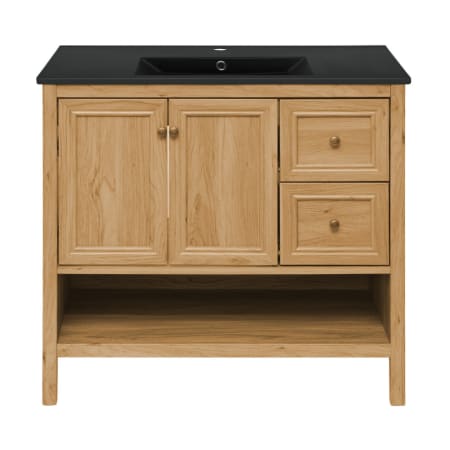 Swiss Madison Chateau 36" Free Standing Single Basin Vanity Set with Cabinet and Ceramic Vanity Top Golden Oak / Matte Black