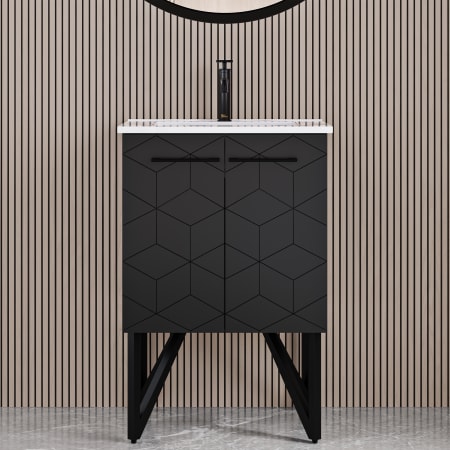 Swiss Madison Annecy 24" Free Standing Single Basin Vanity Set with Cabinet and Ceramic Vanity Top Phantom Black