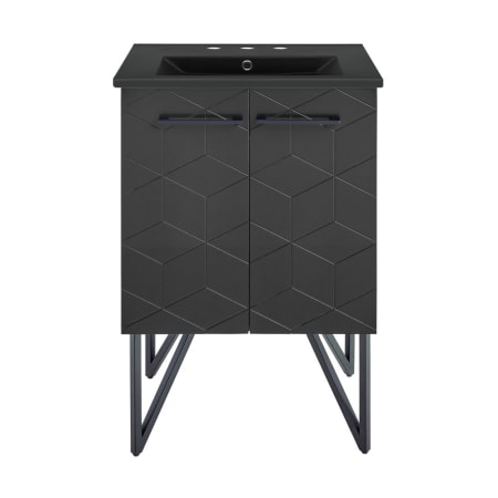 Swiss Madison Annecy 24" Free Standing Single Basin Vanity Set with Cabinet and Ceramic Vanity Top Phantom Black / Matte Black