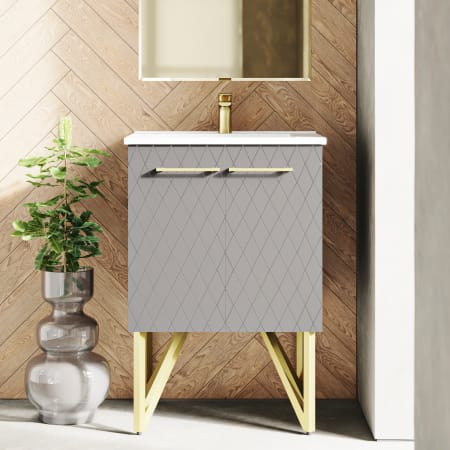 Swiss Madison Annecy 24" Free Standing Single Basin Vanity Set with Cabinet, and Ceramic Vanity Top Diamond Grey