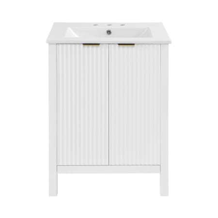 Swiss Madison Bastille 24" Free Standing Single Basin Vanity Set with Cabinet and Ceramic Vanity Top White / White