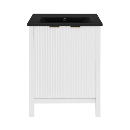 Swiss Madison Bastille 24" Free Standing Single Basin Vanity Set with Cabinet and Ceramic Vanity Top White / Matte Black