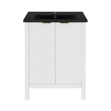 Swiss Madison Bastille 24" Free Standing Single Basin Vanity Set with Cabinet and Ceramic Vanity Top White / Matte Black