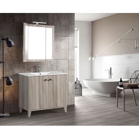 Swiss Madison eclair 36" Free Standing Single Basin Vanity Set with MDF Cabinet and Ceramic Vanity Top Wax Oak