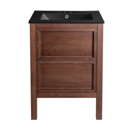 Swiss Madison Nadar 24" Free Standing Single Basin Vanity Set with Cabinet and Ceramic Vanity Top Brown Oak / Matte Black