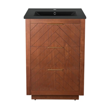 Swiss Madison Daxton 24" Freestanding Bathroom Vanity in Brown Oak with Sink Top Brown Oak / Matte Black