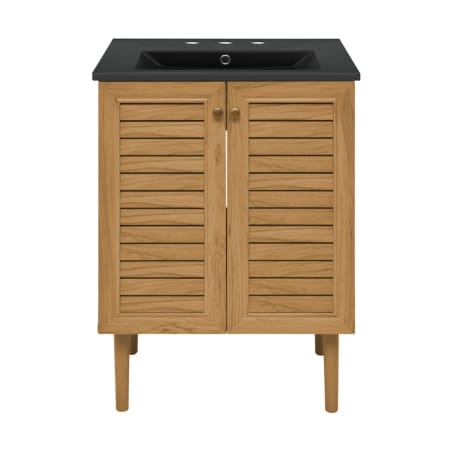 Swiss Madison Bron 24" Free Standing Single Basin Vanity Set with Cabinet and Ceramic Vanity Top Golden Oak / Matte Black