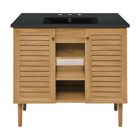 Swiss Madison Bron 37" Free Standing Single Basin Vanity Set with Cabinet and Ceramic Vanity Top Golden Oak / Matte Black