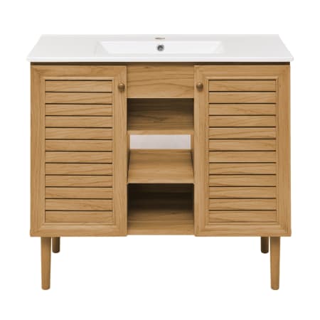 Swiss Madison Bron 18" Free Standing Single Basin Vanity Set with Cabinet and Ceramic Vanity Top Oak