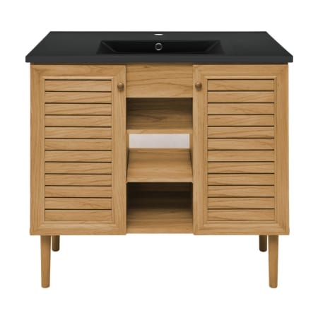Swiss Madison Bron 37" Free Standing Single Basin Vanity Set with Cabinet and Ceramic Vanity Top Golden Oak / Matte Black