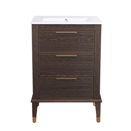 Swiss Madison Hugo 24" Free Standing Single Basin Vanity Set with Cabinet and Ceramic Vanity Top Walnut