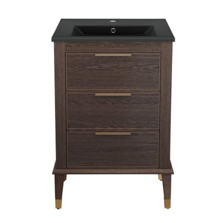 Swiss Madison Hugo 24" Free Standing Single Basin Vanity Set with Cabinet and Ceramic Vanity Top Brown Oak / Matte Black
