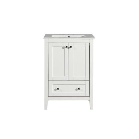 Swiss Madison Cannes 24" Free Standing Single Basin Vanity Set with Cabinet and Ceramic Vanity Top White / White