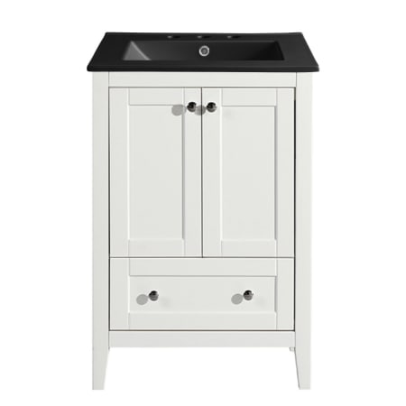 Swiss Madison Cannes 24" Free Standing Single Basin Vanity Set with Cabinet and Ceramic Vanity Top White / Matte Black