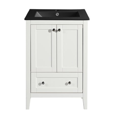 Swiss Madison Cannes 24" Free Standing Single Basin Vanity Set with Cabinet and Ceramic Vanity Top White / Matte Black