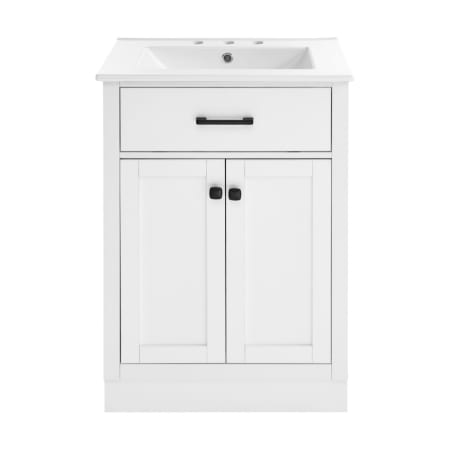 Swiss Madison Burdon 24" Free Standing Single Basin Vanity Set with Cabinet and Ceramic Vanity Top White / White