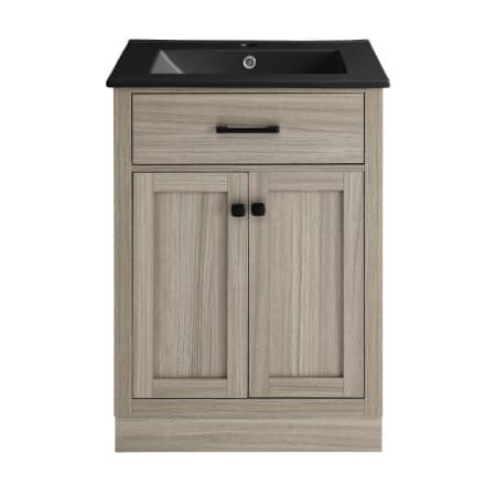 Swiss Madison Burdon 24" Free Standing Single Basin Vanity Set with Cabinet and Ceramic Vanity Top Weathered Oak / Matte Black