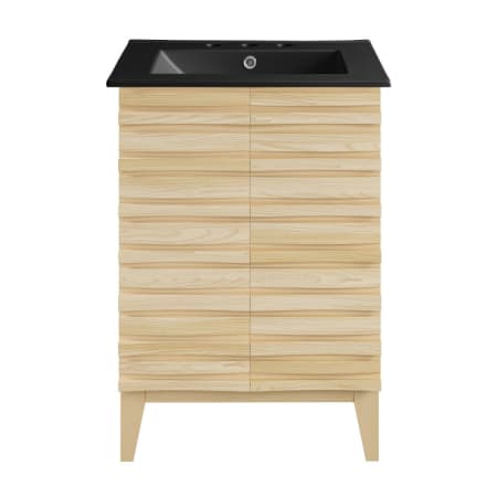 Swiss Madison Cascade 24" Free Standing Single Basin Vanity Set with Cabinet and Ceramic Vanity Top Natural Oak / Matte Black