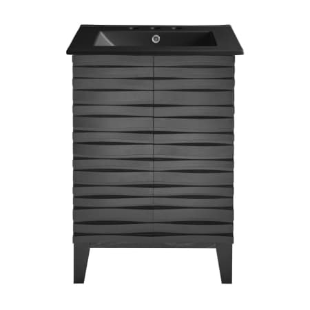 Swiss Madison Cascade 24" Free Standing Single Basin Vanity Set with Cabinet and Ceramic Vanity Top Black Oak / Matte Black