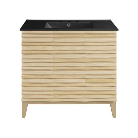 Swiss Madison Cascade 36" Free Standing Single Basin Vanity Set with Cabinet and Ceramic Vanity Top Natural Oak / Matte Black