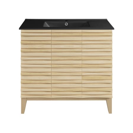 Swiss Madison Cascade 37" Free Standing Single Basin Vanity Set with Cabinet and Ceramic Vanity Top Natural Oak / Matte Black
