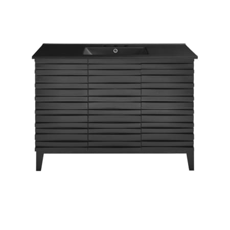 Swiss Madison Cascade 48" Free Standing Single Basin Vanity Set with Cabinet and Ceramic Vanity Top Black Oak / Matte Black