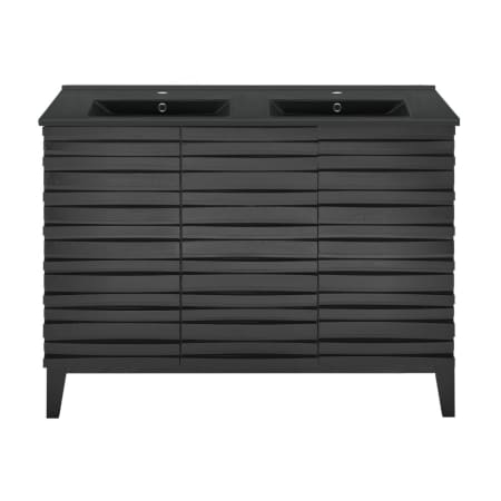 Swiss Madison Cascade 48" Free Standing Double Basin Vanity Set with Cabinet and Ceramic Vanity Top Black Oak / Matte Black
