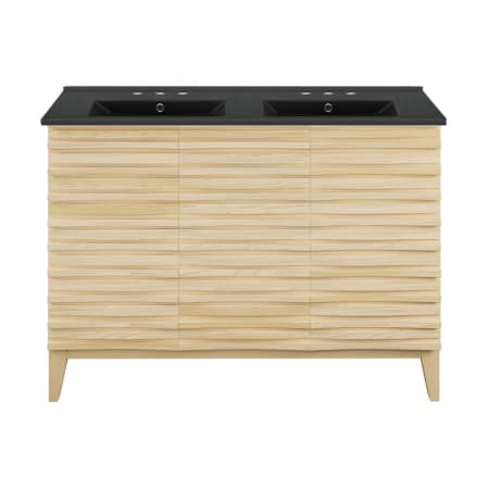 Swiss Madison Cascade 48" Free Standing Double Basin Vanity Set with Cabinet and Ceramic Vanity Top Natural Oak / Matte Black