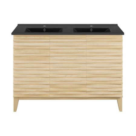 Swiss Madison Cascade 48" Free Standing Double Basin Vanity Set with Cabinet and Ceramic Vanity Top Natural Oak / Matte Black