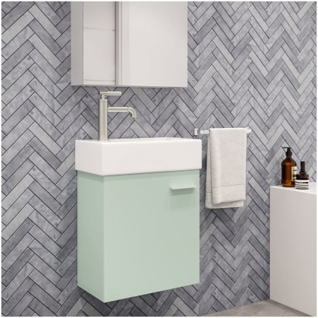 Swiss Madison Colmer 18" Wall Mounted Single Basin Vanity Set with Cabinet and Ceramic Vanity Top Mint