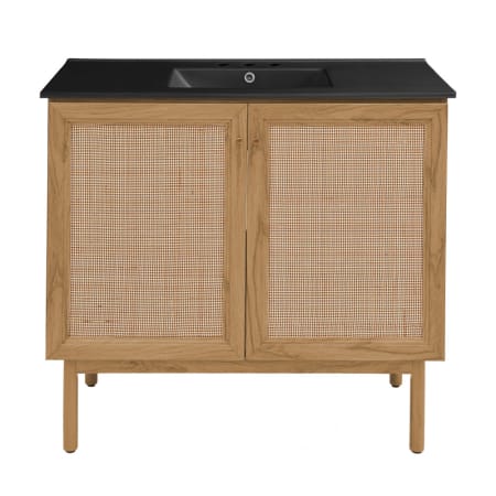 Swiss Madison Classe 36" Free Standing Single Basin Vanity Set with Cabinet and Ceramic Vanity Top Golden Oak / Matte Black