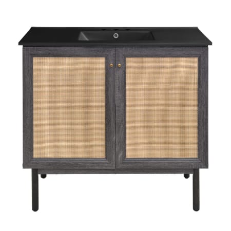 Swiss Madison Classe 36" Free Standing Single Basin Vanity Set with Cabinet and Ceramic Vanity Top Black Oak / Matte Black