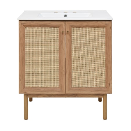 Swiss Madison Classe 30" Free Standing Single Basin Vanity Set with Cabinet and Ceramic Vanity Top Golden Oak / White
