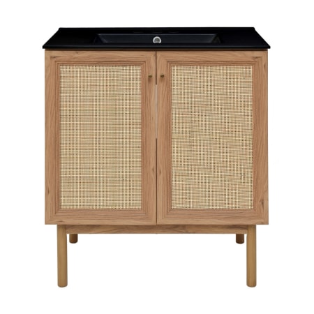 Swiss Madison Classe 30" Free Standing Single Basin Vanity Set with Cabinet and Ceramic Vanity Top Golden Oak / Matte Black