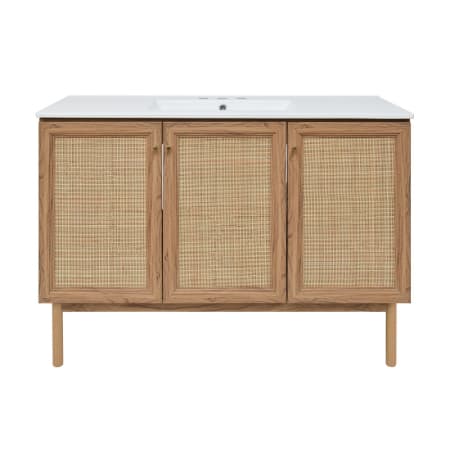 Swiss Madison Classe 48" Free Standing Single Basin Vanity Set with Cabinet and Ceramic Vanity Top Golden Oak / White