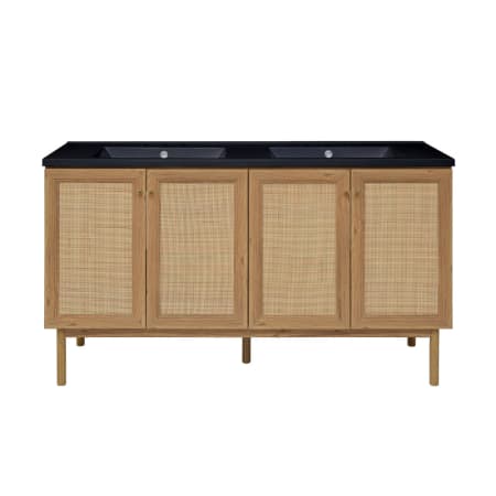 Swiss Madison Classe 60" Free Standing Double Basin Vanity Set with Cabinet and Engineered Stone Vanity Top Golden Oak / Matte Black