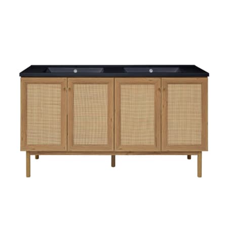 Swiss Madison Classe 59" Free Standing Double Basin Vanity Set with Cabinet and Engineered Stone Vanity Top Golden Oak / Matte Black