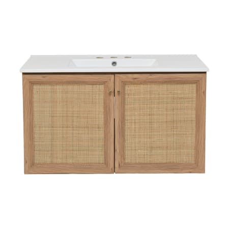 Swiss Madison Classe 36" Free Standing Single Basin Vanity Set with Cabinet and Ceramic Vanity Top Golden Oak / White