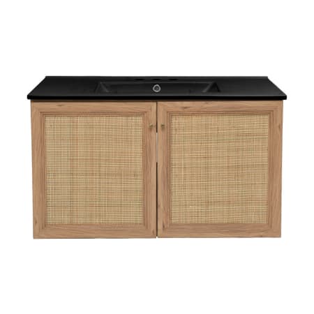 Swiss Madison Classe 36" Free Standing Single Basin Vanity Set with Cabinet and Ceramic Vanity Top Golden Oak / Matte Black