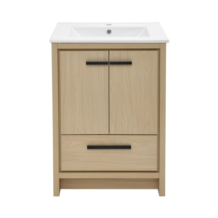 Swiss Madison Virage 24" Free Standing Single Basin Vanity Set with Cabinet and Ceramic Vanity Top Light Oak