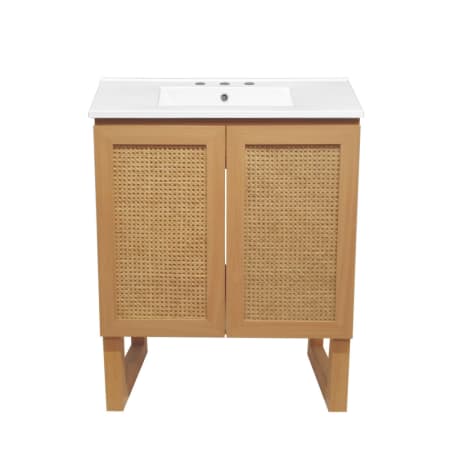 Swiss Madison Arles 30" Free Standing Single Basin Vanity Set with Cabinet and Ceramic Vanity Top Natural Oak / White