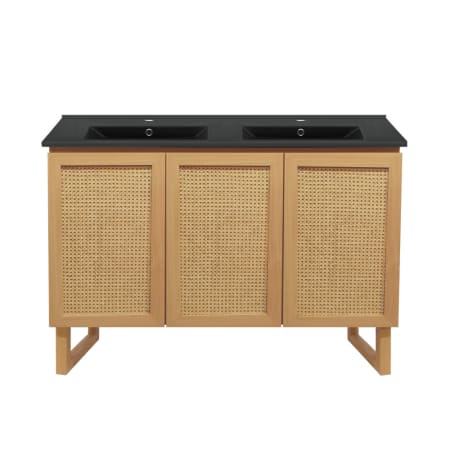 Swiss Madison Arles 48" Free Standing Double Basin Vanity Set with Cabinet and Ceramic Vanity Top Natural Oak / Matte Black